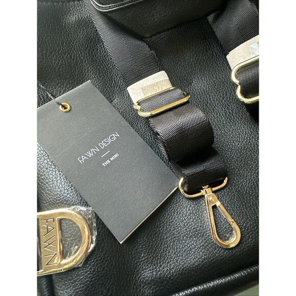 Fawn Design Mini Backpack Black Faux Leather Convertible Crossbody Purse NWT - Picture 5 of 6